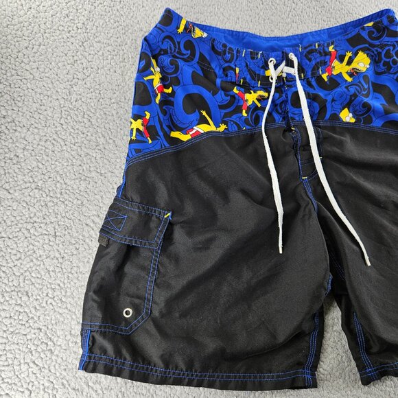The Simpsons Board Shorts Mens 34 Black Graphic Print Beach Swim Vintage 2004 - Picture 2 of 16